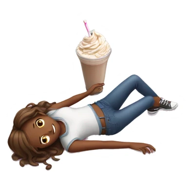 Girl laying on the floor with a milkshake sticker