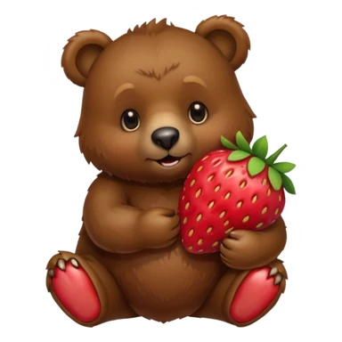 Bear holding a strawberry sticker