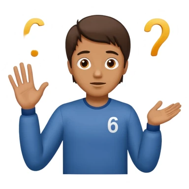 Man shrugging with the number 6 above his left hand and the number 7 above his right hand sticker