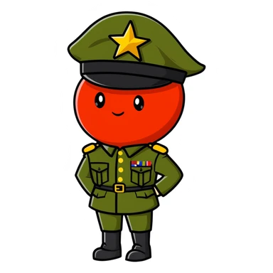 Tomato wearing Napoleon's cocked hat and military officer uniform sticker
