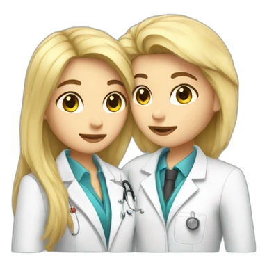 dark hair doctor girl kissing blond hair engineer sticker