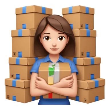 Woman with armful of boxes












 sticker