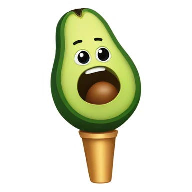 An avocado singing with a microphone sticker