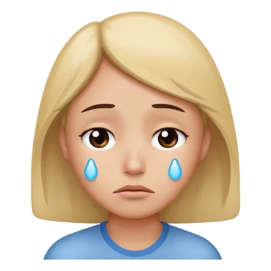 calm sad face emoji with gentle peaceful expression and a single tear sticker
