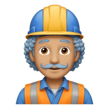 very curly blue haired, construction worker very old sticker