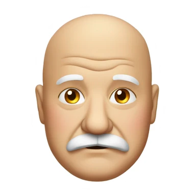 old fat bald man with mustache wearing red sticker