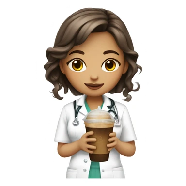 nursing student chibi girl with iced coffee  sticker