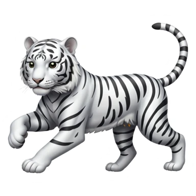 A white tiger pouncing at the screen with silver accsents make it less cartoon looking and more realism  sticker