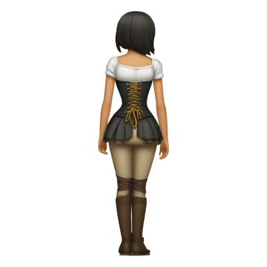 the girl stands with her back to her and an old corset is tied around her  sticker
