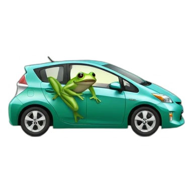 frog driving a toyota prius sticker