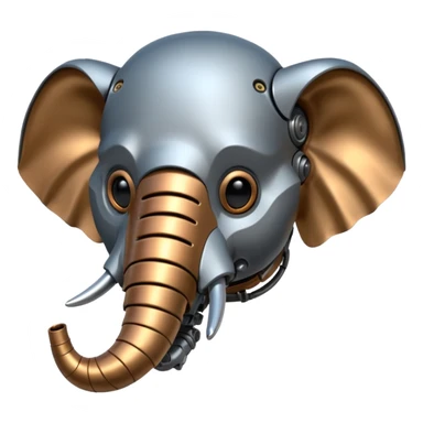 robot elephant head with iron skin parts sticker