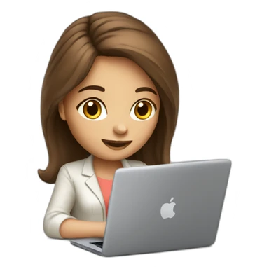 Beautifull programmer girl with brown hair working with MacBook sticker