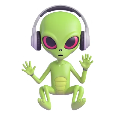 alien with headphones sticker