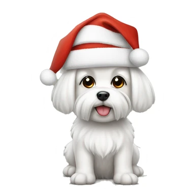 Maltese with Christmas hat  sticker