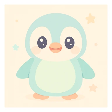 baby penguin, soft and cute, simple design sticker