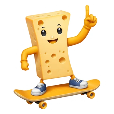 Cheese skateboarding away giving the middle finger sticker