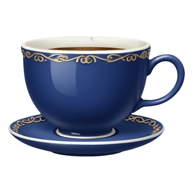broken navy blue tiny tea cup sticker