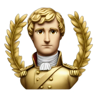 Laurel wreath on short hair serious napoleon bonaparte golden statue sticker