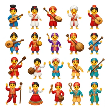 Emojis that represent traditional clothing, dances, instruments, or items from different cultures (e.g. bilum, garamut, laplap). sticker