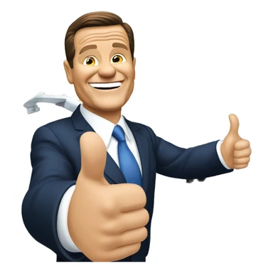 Kenneth Copeland with thumbs up in front of an airplane  sticker