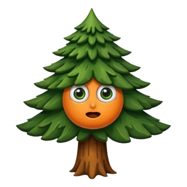 sapin avec deux gros yeux orange, pas de bouche sticker