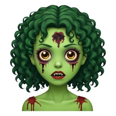 garota verde zombie com cabelos cacheados preto sticker