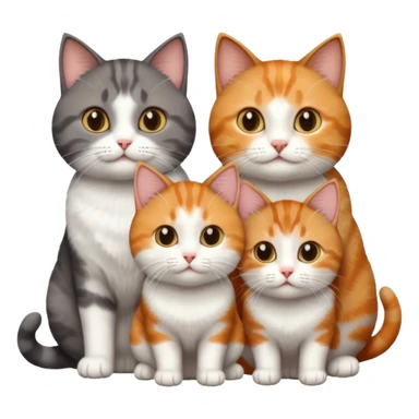3 different coloured short haired cats, including a dark brown tabby and white cat, and a dark grey and white and a ginger and white sticker