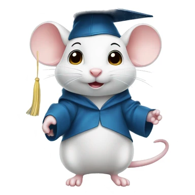 Cute little white mouse in graduation cap and gown sticker