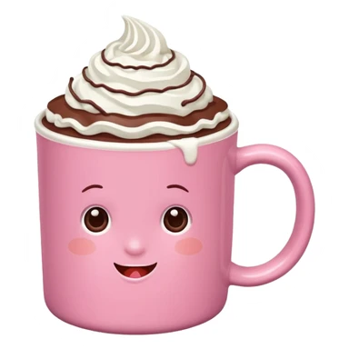 aesthetic hot chocolate with pink mug sticker