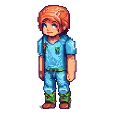 Minecraft-style character, 45x45 pixel resolution, blocky pixel art, simple colors, side view, no background sticker