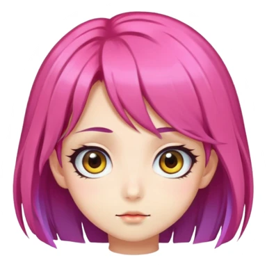 Japanese anime style character with big eyes and colorful hair sticker