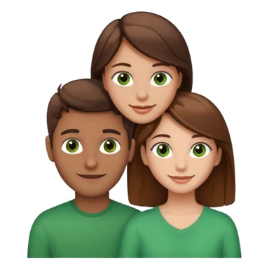 A boyfriend with light brown hair and green eyes next to his girlfriend with dark brown hair and brown eyes sticker
