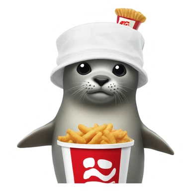 Seal with kfc bucket on head with drumstick in hand sticker