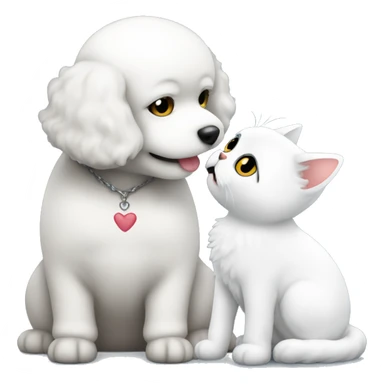 Bichon kissing a cat sticker