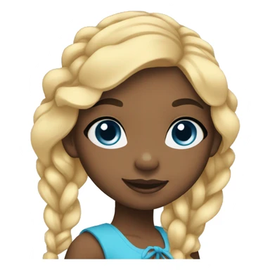  black american girl waves her hand, with blue eyes and tied up blonde hair, sticker