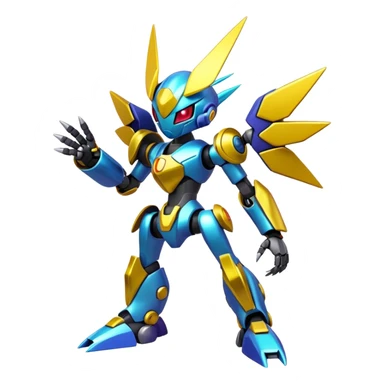 Shiny Futuristic Cool Edgy Cute Fakemon-Pokemon-Digimon-Spectrobes-Medabot-fusion, full body sticker