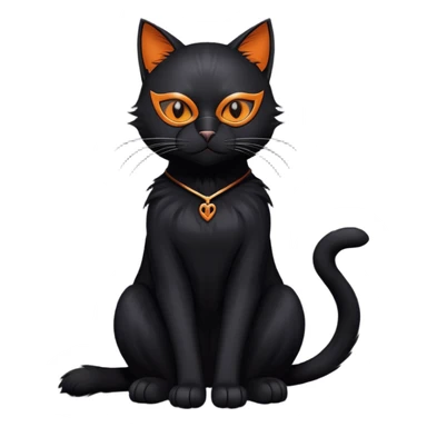 black cat full body sitting with a mask sticker