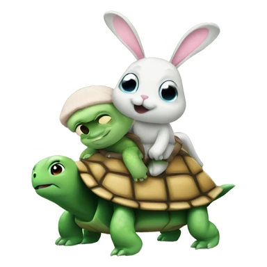 Crying turtle and bunny is riding him sticker