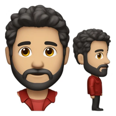 hombre blanco con barba de 3 días, camisa roja y chaqueta de cuero negra sticker