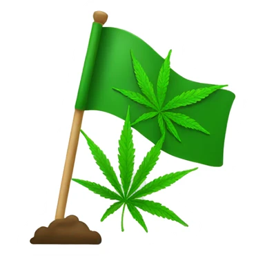 green flag with weed leaf  sticker