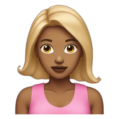 Tan woman with middle parted dark blonde and pink lipss sticker