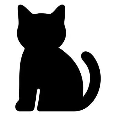 solid black filled icon of a cat silhouette, no outline, simple and bold sticker