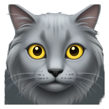 Gray long hair cat with yellow eyes sticker