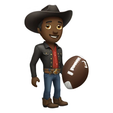 Black Cowboy holding a football sticker