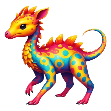 a colorful edgy cute vernid-fionbri-creature with splash patterns full body sticker