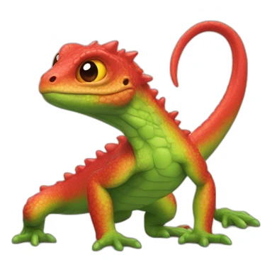 toy red figurine lizard monster cute cartoon sticker