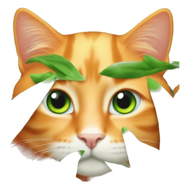 Orange cat with green eyes among plants  sticker
