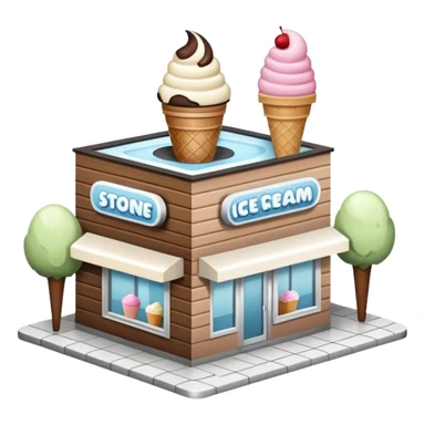 ice cream store at an angle, modern building wood, gray, white materials modern, at an angle sticker