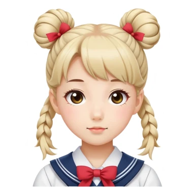 Super kawaii Japanese schoolgirl with high double bun hairstyle wearing Japanese sailor school uniform sticker