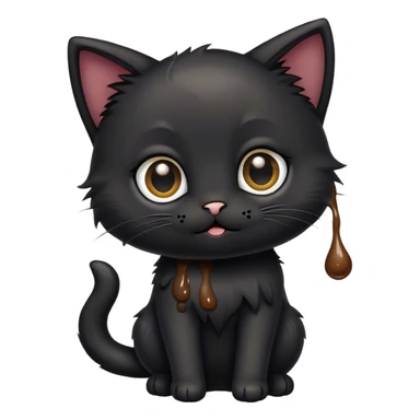 Black kitten with poop sticker